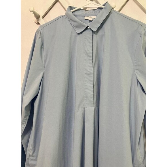J Jill Light Blue Dipped Hem Popover Tunic Office Top Wear Stretch Size Large - Picture 2 of 10